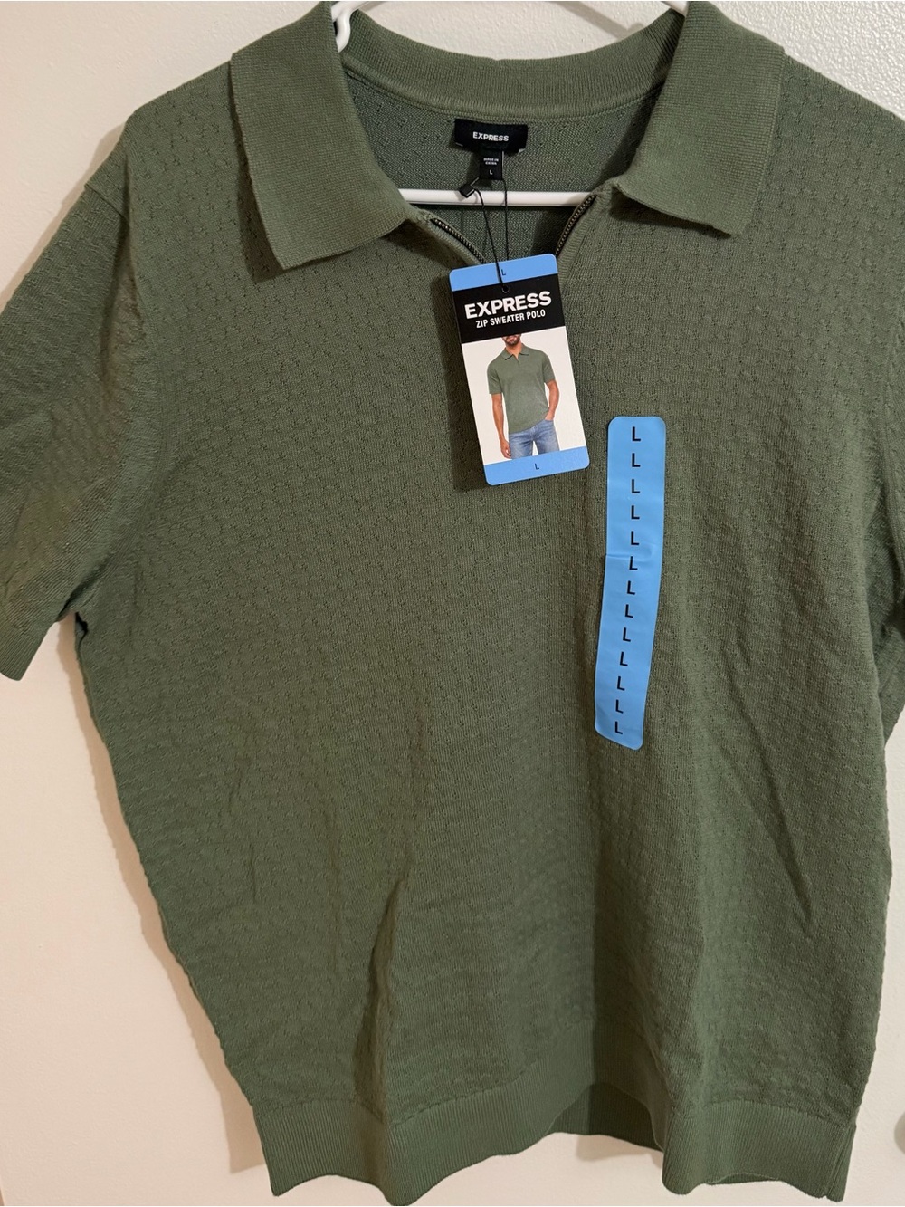 Express Men’s Olive Knit Polo Shirt